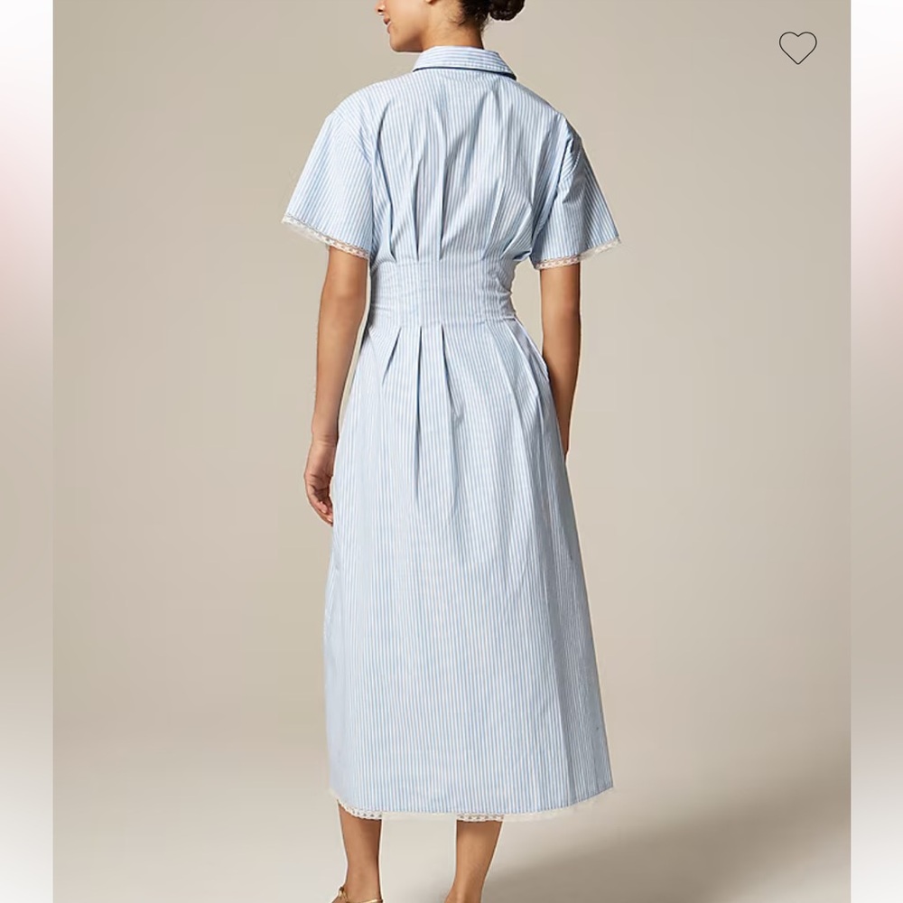 J. Crew Light Blue and White Striped Midi Shirt Dress - Picture 3 of 14